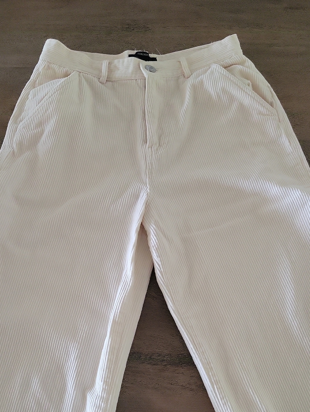 Forever 21 Women's Cream Corduroy Pants